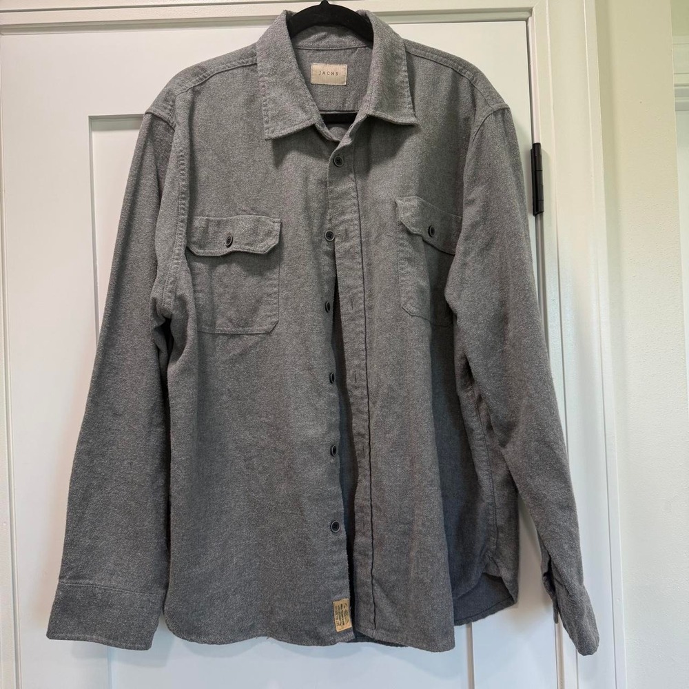 Jachs Grey Heathered Button Up